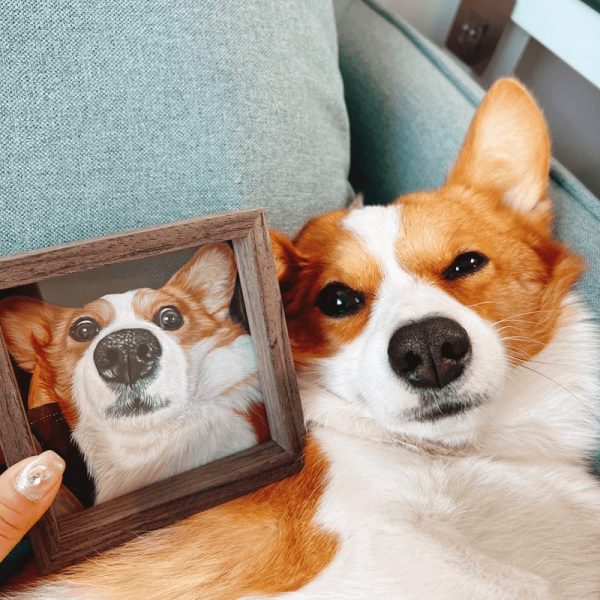 Custom Pet Glass Painting — Wood Frame — View 3